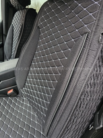 Чехлы  накидки на сиденье лен 2Д черный бежевая нитка комплект 5шт    фото 3