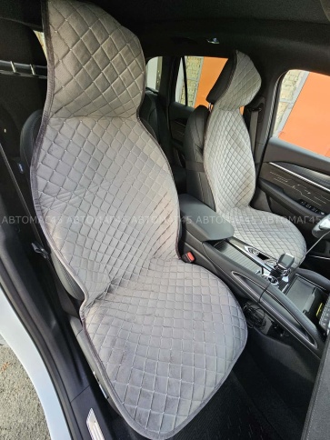 Автотренд  Накидки на сиденье на силиконе без боков велюр серый 2шт    фото 3