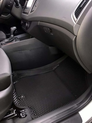 BORATEX  коврики в салон 3D EVA ЭВА Hyundai Creta 1 2015-2021г черные рисунок ромб комплект 5шт    фото 6