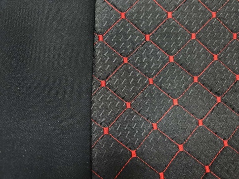 Авточехлы  Лада Granta Гранта до 2018г 2/3 жаккард черный с красной ниткой ромб     фото 2