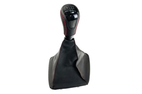 SALMAN Ручка КПП Lada Лада Приора 1 под КПП 2110 черный лак с красной ниткой в сборе   фото 1