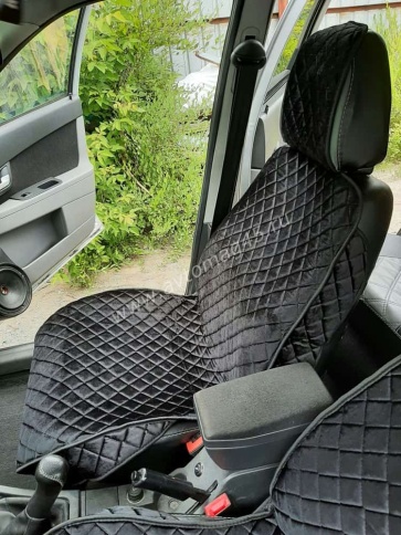 Гелакси  Накидки на сиденье универсальные велюр передние черные с боками с черной ниткой 1шт  фото 7