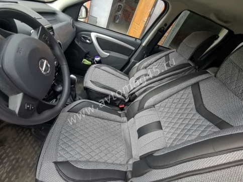 Чехлы  накидки на сиденье лен форма 2Д серый комплект 5шт  фото 4