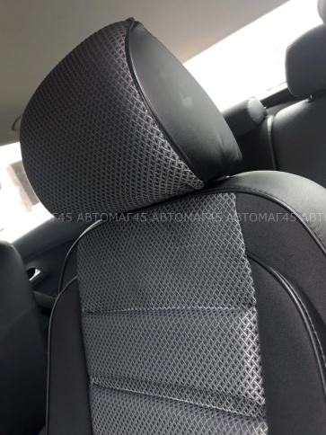 Авточехлы  Skoda Rapid с 2012г 2/3 Volkswagen Polo лифтбэк с 2020г жаккард черно-серый Ижевск    фото 3
