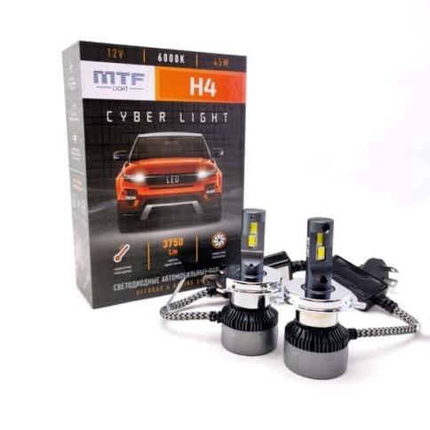 MTF Cyber light светодиодные лампы LED 2шт H4 12В 45W 6000K 3750Lm гарантия 12мес    фото 1