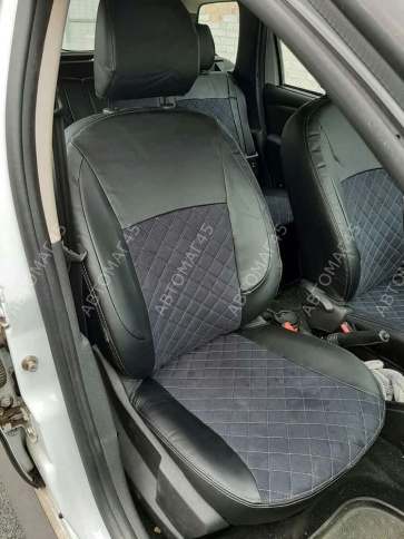 Авточехлы  Renault Duster Рено Дастер 2015-2021г 1пок 2/3 Terrano 16-22г экокож/алькан сер.нить ромб фото 18