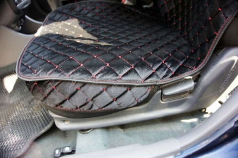 Гелакси  Накидки на сиденье универсальные велюр передние черные с боками с красной ниткой 1шт  фото 7