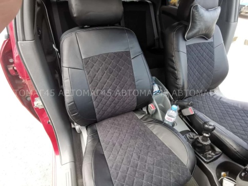 Авточехлы  Chevrolet Lacetti Лачетти Daewoo Gentra Дэу Джентра экокожа алькан черная серая нить ромб фото 1