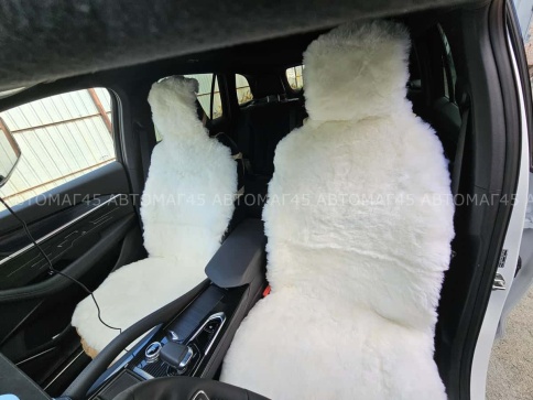 Накидки  короткий ворс мутон белый на коже 140х55см 2шт    фото 3