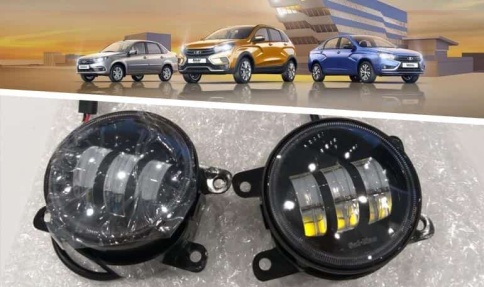 LTWay Фары противотуманные 3 линзы Лада Vesta X-Ray и иномарки LED 15W 4000LM 2шт гарантия 3 мес фото 2