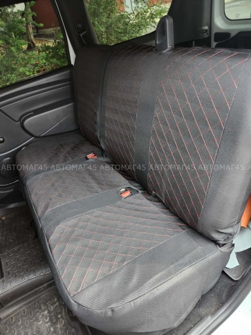 Авточехлы  Lada Largus Ларгус Largus Cross 5 местный 2/3 2012-2021г жаккард черн с красн.н ромб Барс фото 2