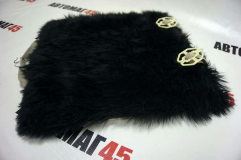 Накидка подушка  на сиденье длинный ворс черный 44х44см    фото 6