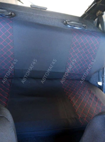 Авточехлы  ВАЗ 2109 2114 2115 Нива пятидверная до 2019г жаккард черный с красной ниткой ромб Барс   фото 4