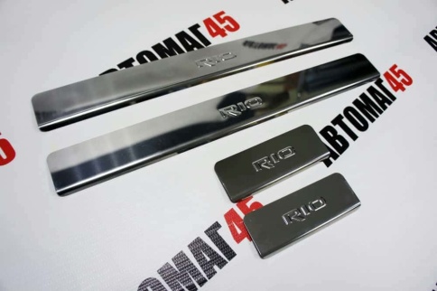 LIDER  Накладки на пороги  Kia Rio Киа Рио 2017-2022г Rio X-Line Х-Лайн 2017-2022г 4 шт нержавейка фото 1