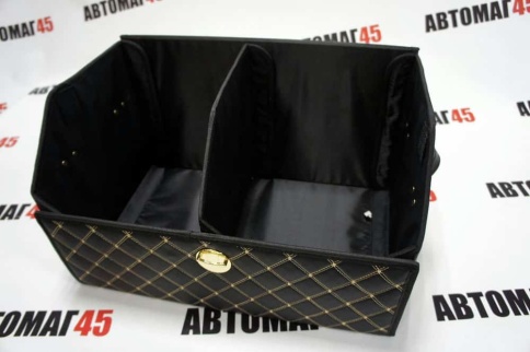 Органайзер  багажника кофр экокожа черный с белой ниткой 50 x 30 x 30см MAXIMAL Middle   фото 4