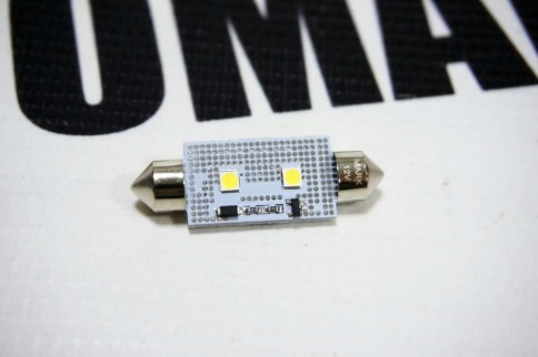 Маяк  лампа светодиодная С10W T11 41мм 2 SMD c обманкой 5000K 90Lm 1 шт    фото 3