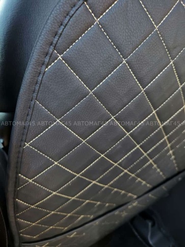 Maximal Защита  заднего сиденья с карманом экокожа черная c бежевой ниткой ромб 62х49см JJ-39-BLBG   фото 5