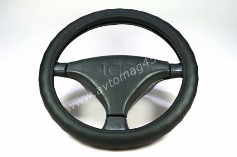 IGG  1002 оплетка руля экокожа перфорация черный волна    фото 1