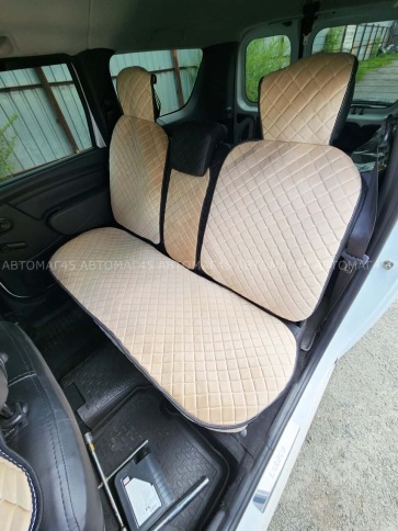 Гелакси  Накидки на сиденье на силиконе велюр задний ряд бежевые 3шт  фото 2