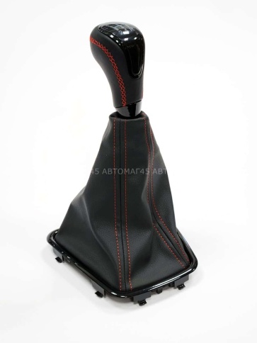 SALMAN Ручка КПП Lada Лада Приора 2 черный лак с красной ниткой в сборе   фото 4