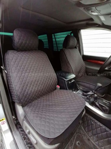 Чехлы  накидки на сиденье лен 2Д/велюр черный черная нитка комплект 5шт    фото 1