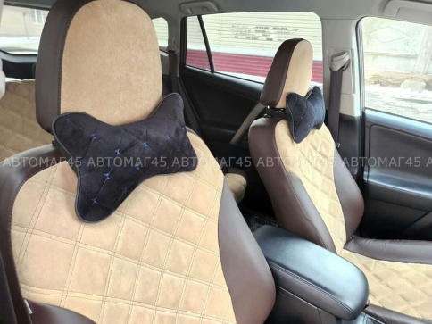 Maximal Подушка косточка под шею велюр черная с синей ниткой 26х19см 1шт    фото 3