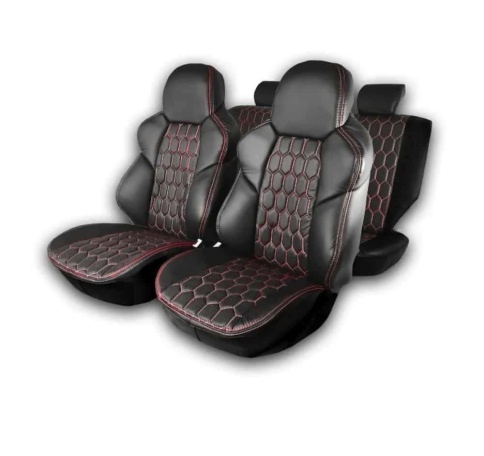 Экстрим  чехлы универсальные экокожа черный соты комплект    фото 3