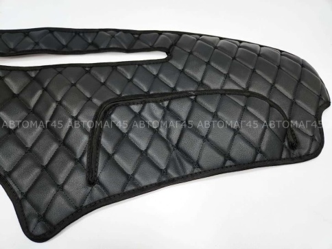 Накидка на панель Lada Kalina Калина 1 04-13г без подушки безопасности с черной ниткой экокожа  фото 4