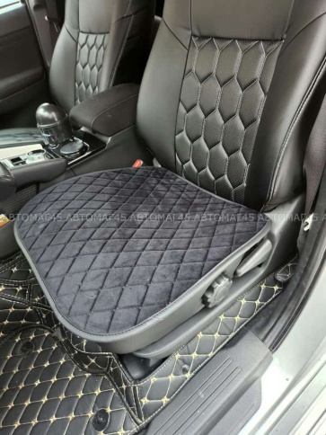 Maximal  Накидка на сиденье на силиконе велюр черный c черной ниткой 55 x 50 см 1шт    фото 4