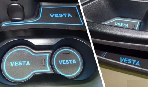 Коврики в ниши Лада Lada Веста Vesta синие буквы 6пр. фото 6