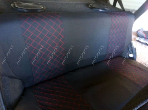 Авточехлы  ВАЗ 2109 2114 2115 Нива пятидверная до 2019г жаккард черный с красной ниткой ромб Барс   фото 5