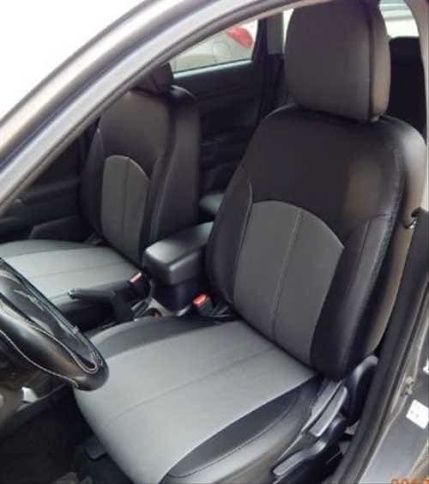 Авточехлы  Kia Sportage Киа Спортаж 2004-2010г 2 поколение Корейская сборка экокожа черно-серая    фото 1