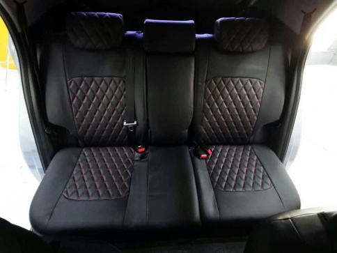 Авточехлы  Ssang Yong Actyon Санг Йонг Экшн экокожа черная красная нить ромб 2011-2021г    фото 5