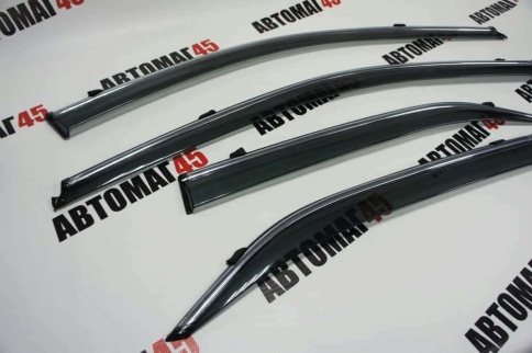 Дефлекторы окон Toyota Camry V50-55 Тойота Камри V50-55 2011-2018г с хромом комплект 4шт    фото 3