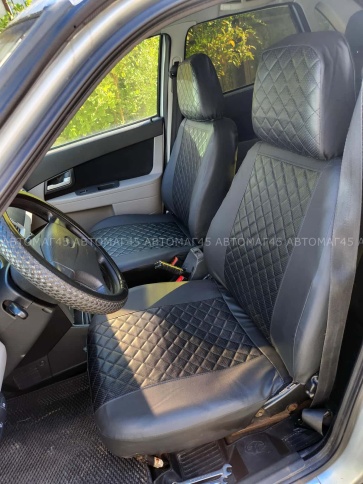 Авточехлы  ВАЗ 2111 2112 Приора хэтчбек до 2014г экокожа черная с черной ниткой ромб Барс   фото 2