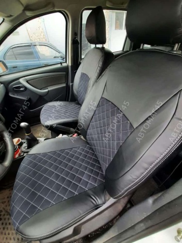 Авточехлы  Renault Duster Рено Дастер 2015-2021г 1пок 2/3 Terrano 16-22г экокож/алькан сер.нить ромб фото 16