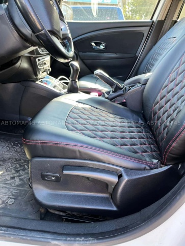 Авточехлы  Renault Megane 3 Рено Меган 3 Renault Fluence Флюенс с 2010г 2/3 экокожа черная ромб    фото 3