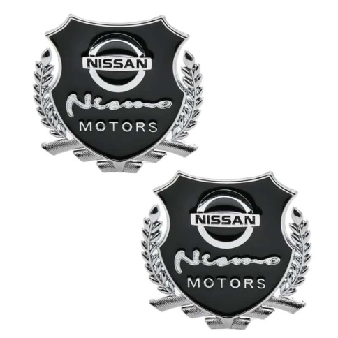 Шильдик Nissan  Motors черный металл 55*50мм 2шт SHK K216 фото 1
