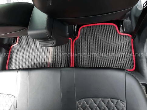 EVA ЭВА 3D коврики в салон LADA Vesta Веста черные красный кант рисунок ромб комплект 5шт    фото 5