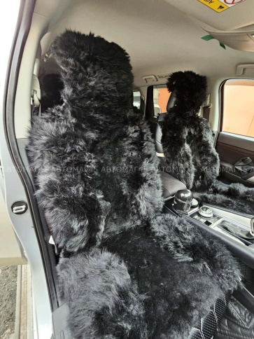 Maximal Накидки комбинированные из овчины черный 140х55см 2шт    фото 5