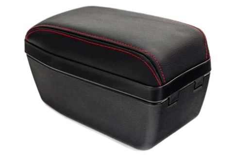 Подлокотник  ВАЗ 2170 Лада Приора 1 экокожа черный с красной ниткой SALMAN   фото 2