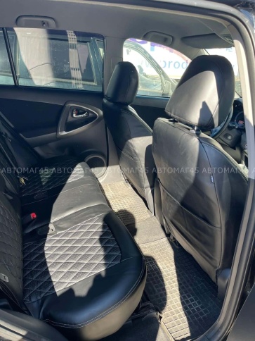 Авточехлы  Toyota RAV4 Тойота Рав4 2006-2012г XA30 экокожа черная серая нить ромб    фото 6