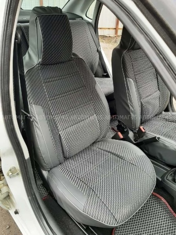 Авточехлы  Лада Granta Гранта до 08.2018г 1/1 2/3 жаккард серый    фото 11