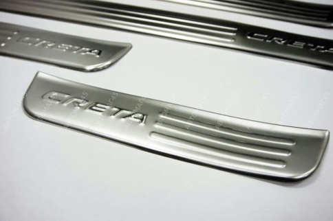 Накладки на внутр пороги Hyundai Creta 1 Хендай Крета 2015-2021г хром 4шт фото 5