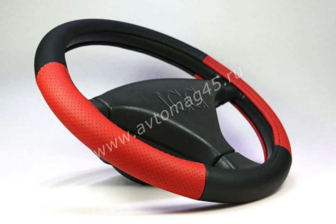 IGG  303 оплетка руля экокожа черный красный    фото 3