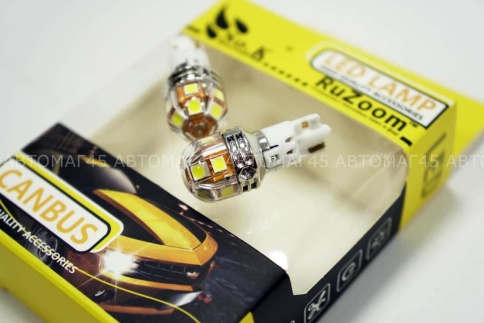 Ruzoom  лампа светодиодная T16 W16W 12 SMD без цоколя canbus 6000K 330Lm одноконтакт белая 2шт X0125 фото 1