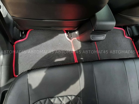 EVA ЭВА 3D коврики в салон LADA Vesta Веста черные красный кант рисунок ромб комплект 5шт    фото 6