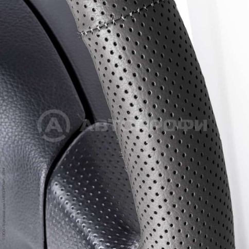 Autoprofi  оплетка руля под шнуровку натуральная кожа перфорация черная нитки игла    фото 4