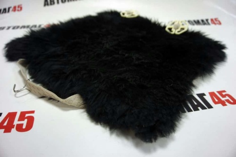 Накидка подушка  на сиденье длинный ворс черный 44х44см    фото 4