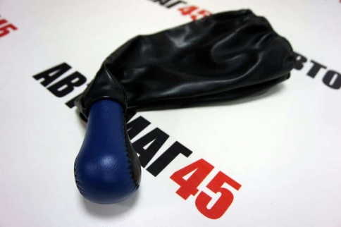 Skyway  Ручка КПП с чехлом ВАЗ 2101 2107 экокожа черно-синяя    фото 2